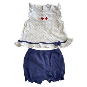 Kissy Kissy Baby Girl Navy Blue Polka Dot Crab Bloomer Set Baby Girl 18-24 month